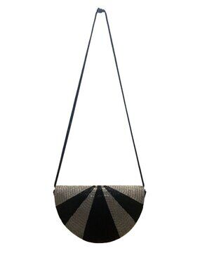 Impo Women’s Black & Silver Beaded Striped Half-Moon Crossbody Bag
